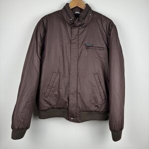 Vintage 80s Members Only by Europe Craft Solid Brown Puffer Jacket Biker Zip 42